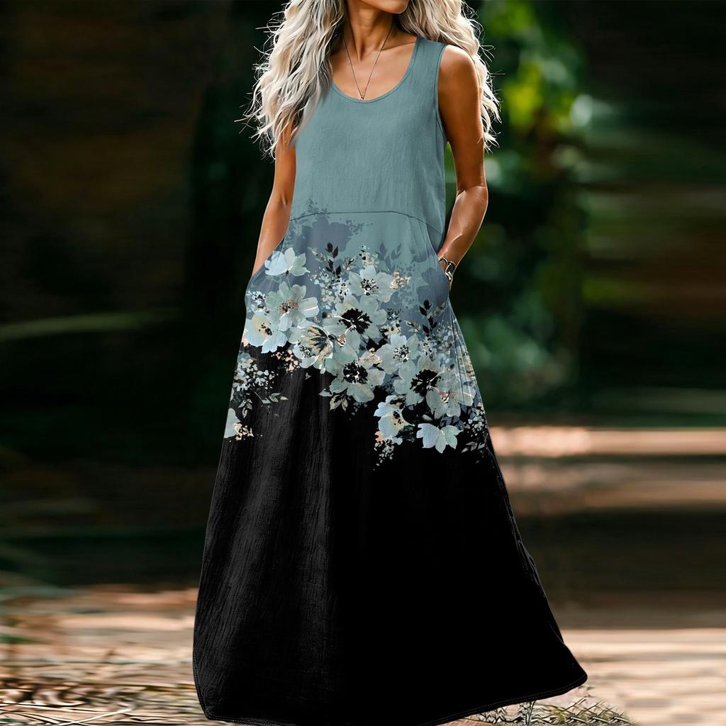 Vestido Casual de Moda para Mujer sin Mangas y con Cuello en U