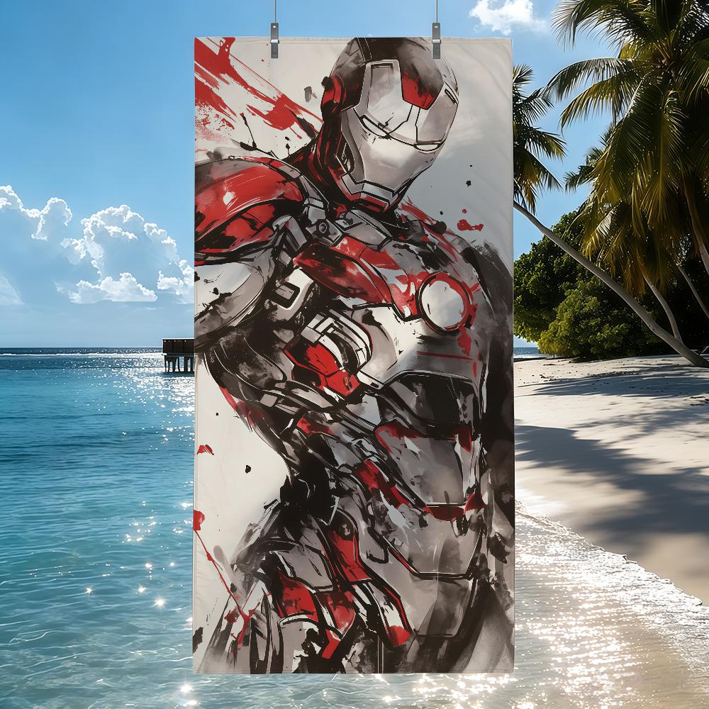 

MV Superhero I-Iron M-Man Towel Quick Drying Beach Towels Are Suitable For Swimming Pools Camping Yoga And The Gym W40*H60(CM)