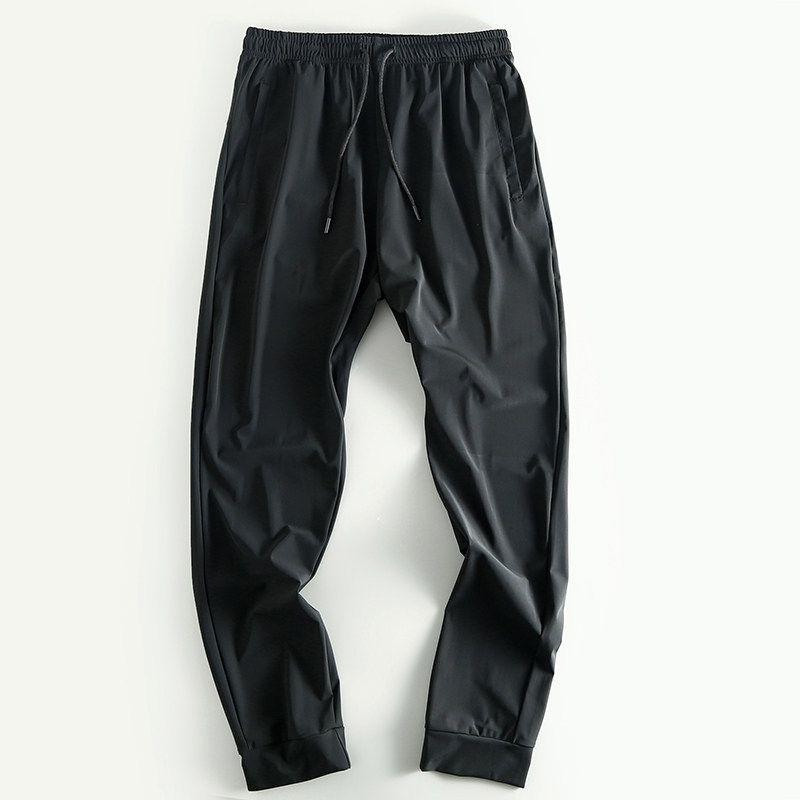 Ice Silk Fabric! Cool ~ Export High Elastic Men Summer Thin Casual Pants Export Tail Order Pure Color Men s Pants Black 5XL