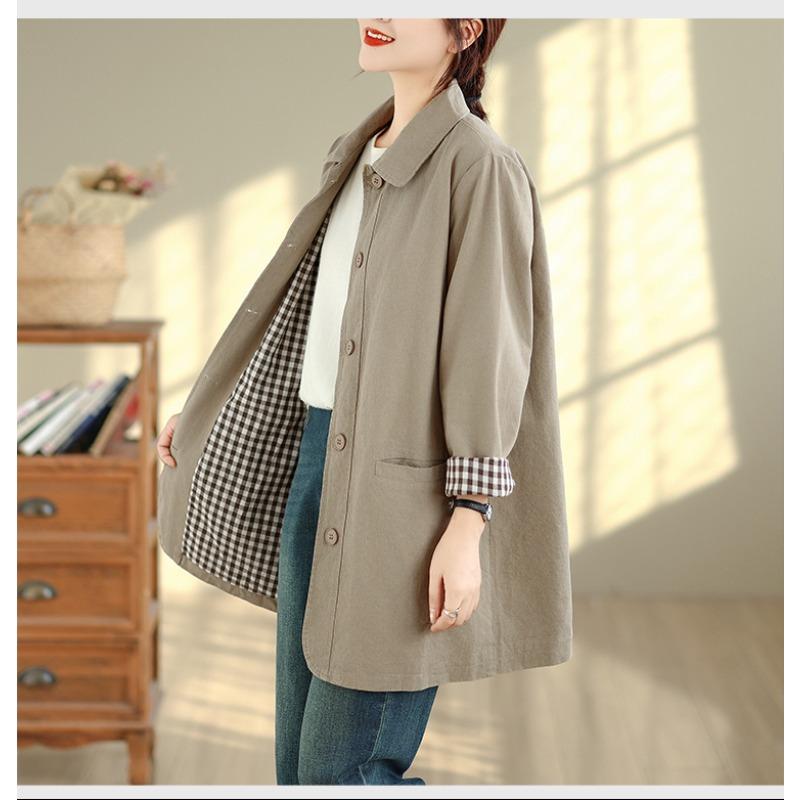 DIMANAF 2025 New Autumn Winter Women Plus Size Coats Jackets Cotton Loose Casual Lady Outerwear Trench