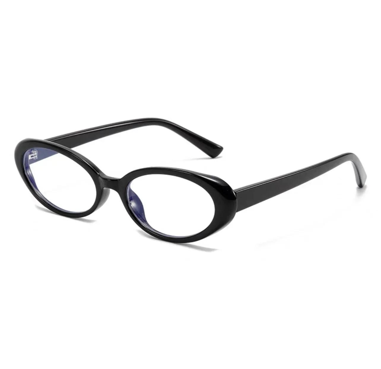 Fashion Hip-hop Y2K Millennium Glasses Vintage Style Premium Oval Black Frame Glasses Sweet Cool Narrow Small Oval Eyeglass