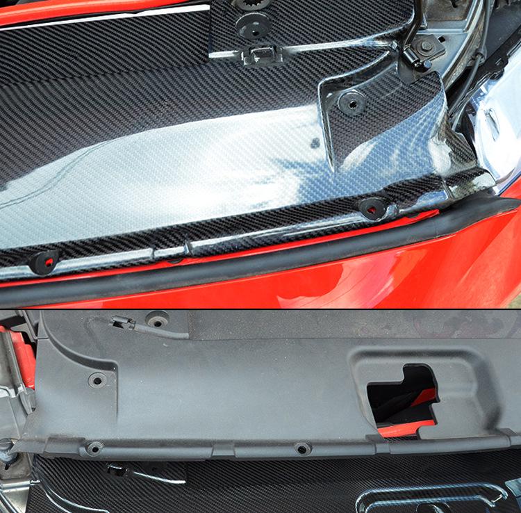 Carbon Fiber Radiator Cover & Hood Latch Guard for 15-17 Ford Mustang