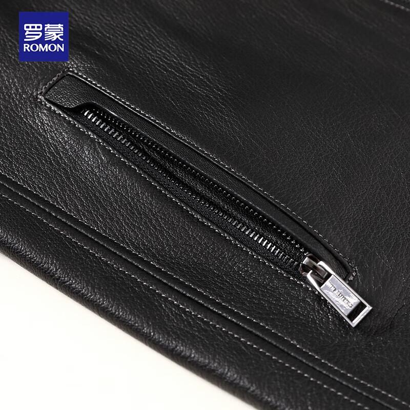 Romon Men's Goatskin Stand Collar Leather Jacket