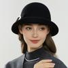Autumn and Winter New Flower Leaf Decoration Retro Bucket Hat Warm Fashion Women's Basin Hat Wool Hat