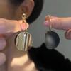 Double Round Piece Hanging Earrings for Women Red Green Black Metal Pendants Korean Dangle Earrings Pendientes
