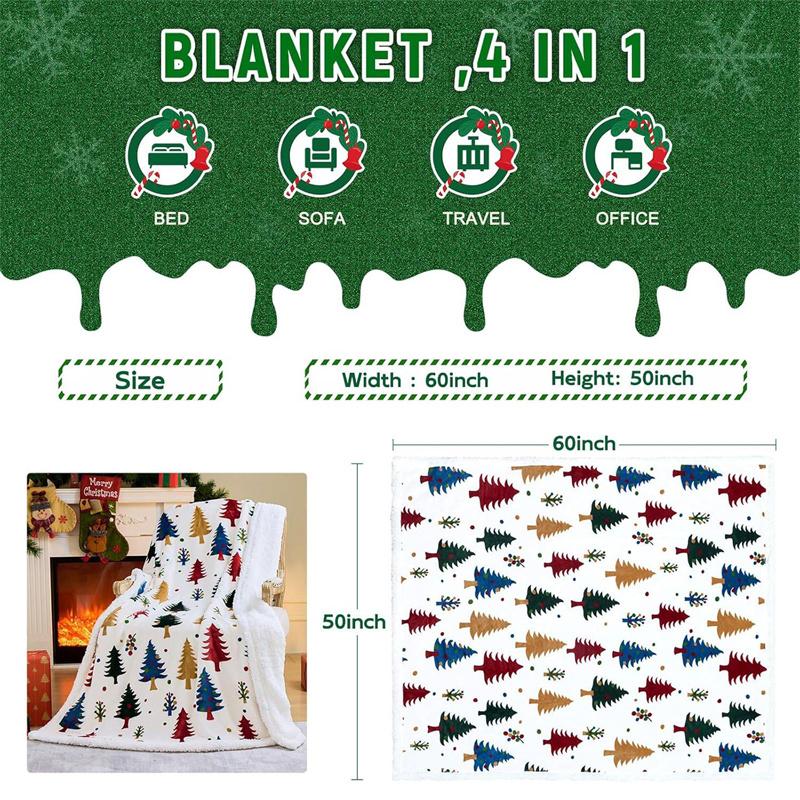 Christmas Throw Blanket Christmas Decorations Gifts For Women Sherpa Flannel Fleece Winter Holiday Blanket For Couch Sofa Bed