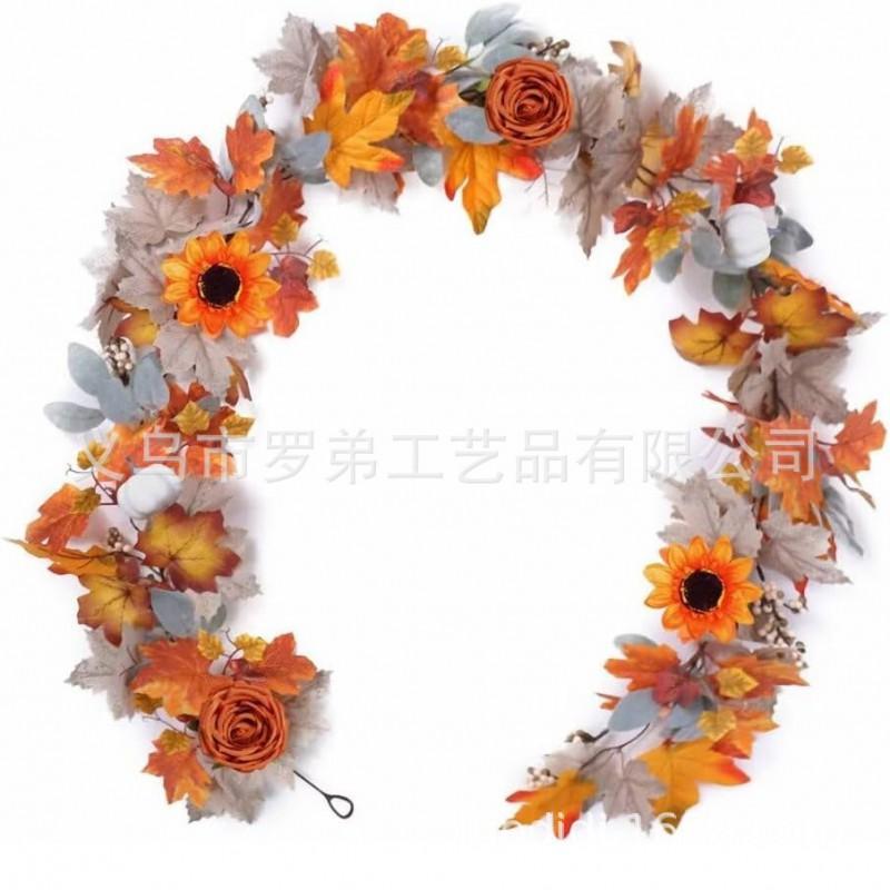 Harvest Wreath With Pumpkins Berries Vine Circle Halloween Thanksgiving Door Decor