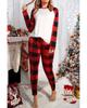 Azura Exchange Plaid Raglan Sleeves Top and Drawstring Pants Lounge Set