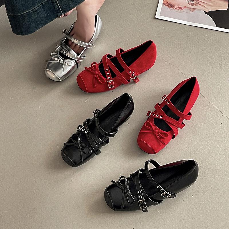 French retro design square head ballet Mary Jane shoes women's 2025 summer new small leather shoes with skirt