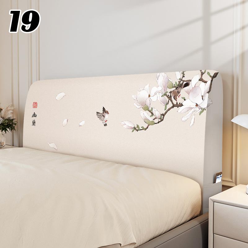 

Chinese Style Elastic Bedhead Cover All-Inclusive Dust-proof Soft Headboard Protector Backrest Cover Universal Bed Head Covers 120x65cm