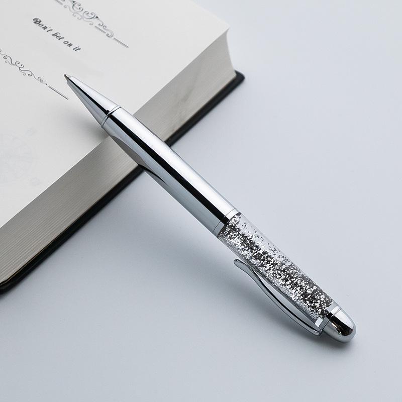 Logo Kazımalı Kristal Simli Tükenmez Metal Kalem - İmza ve Hediyeler İçin Mükemmel