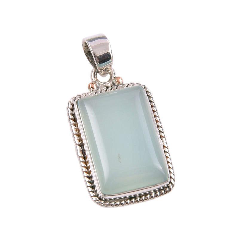 Natural Aqua Chalcedony Gemstone Handmade 925 Solid Silver Pendant 1.50" o6p73