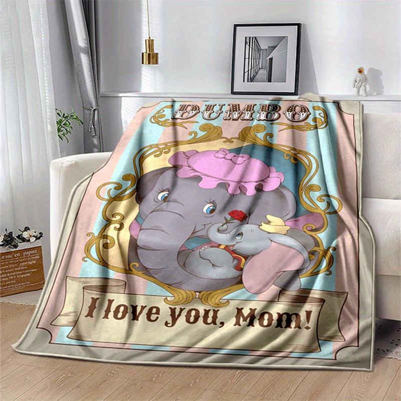 1pc Dumbo Print Blanket, Cute Cartoon Design, Living Room Home Decoration Sofa Travel Soft and Cozy 130cmx150cm