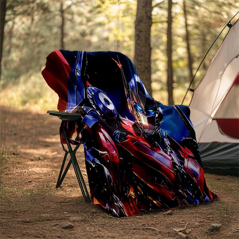 1pc Transformers2 Theme Blanket - Digital Print, Polyester, Cozy for All Seasons, Perfect for Outdoor, Camping, and Travel