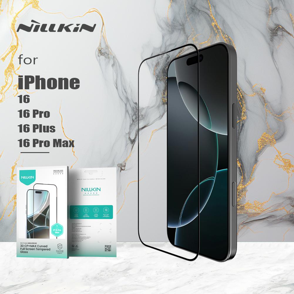 Nillkin For iPhone 16 Pro Max 16 Plus 3D CP+ MAX Anti-explosion Tempered Glass Full Coverage Phone Screen Protector For 16 Pro