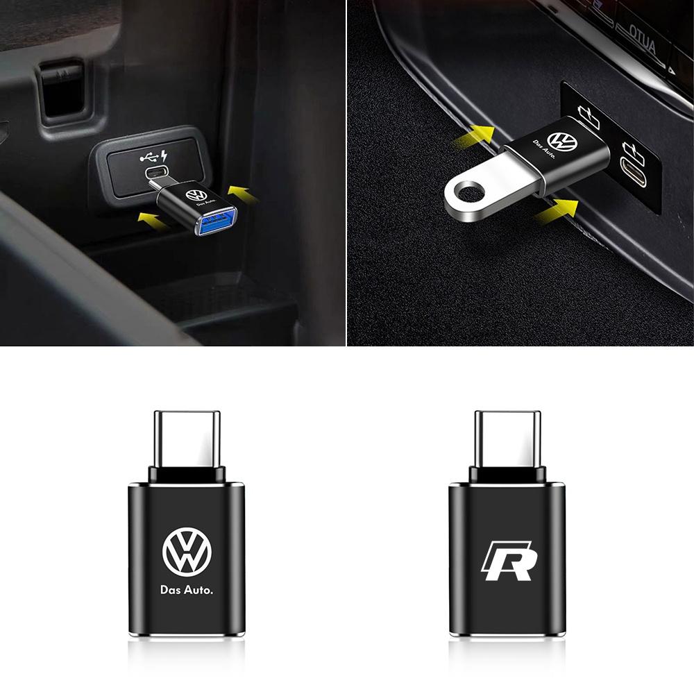 For Volkswagen VW 1Pcs USB To Type-C OTG Adapter USB Female Converter Phone Charger For VW Golf 7 MK7 Golf 6 MK6 Golf 5 Jetta Tiguan Polo CC