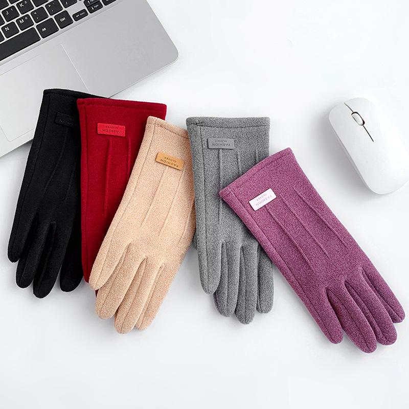 Warm Gloves for Women, Autumn and Winter Cycling Velvet Thickened Windproof Touch Screen Gloves, Winter Cycling Cold-proof Gloves