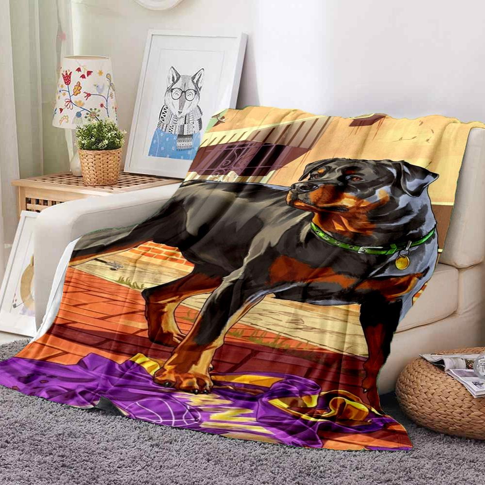 Rottweiler Alert Flannel Blanket Throw Blanket Soft Warm Sofa Bed Camping Home Decor Unique Christmas Gift C9211650