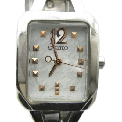 SEIKO Solar Square Silver Watch V111-0BE0, Logo, Color, Women's GY18/ MQ