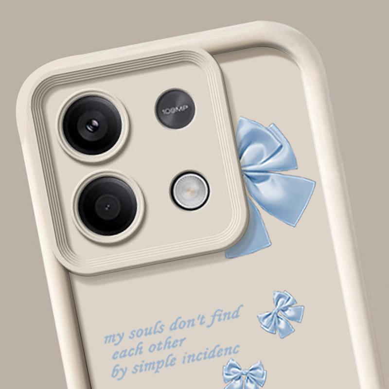 Bowknot Print Matte Soft TPU Phone Case For Xiaomi 14T Pro 13T Poco F6 X6 X5 Redmi 13C Note 14 13 Pro 12 Solid Color Lens Protection Shockproof Cover