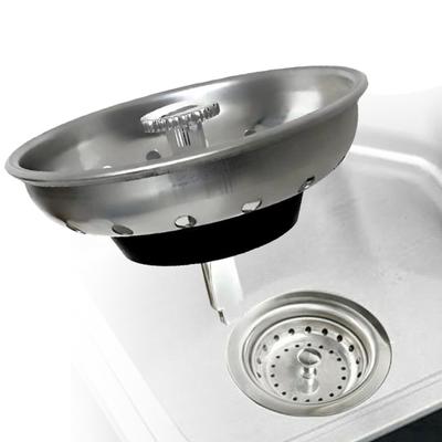 2Pcs Stainless Steel Kitchen Sink Drain Strainer Stopper for Standard 3-1/2 Inch Drain Sink Strainer Basket with Rubber Bottom Drain Catcher