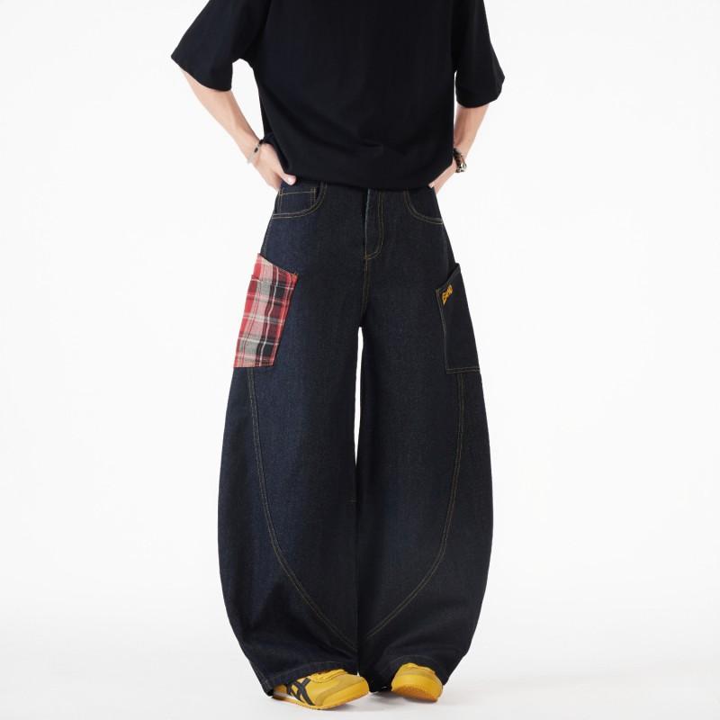 2026 Embroidered Denim Pants Loose Fit High Street Style Wide Leg Jeans Teens