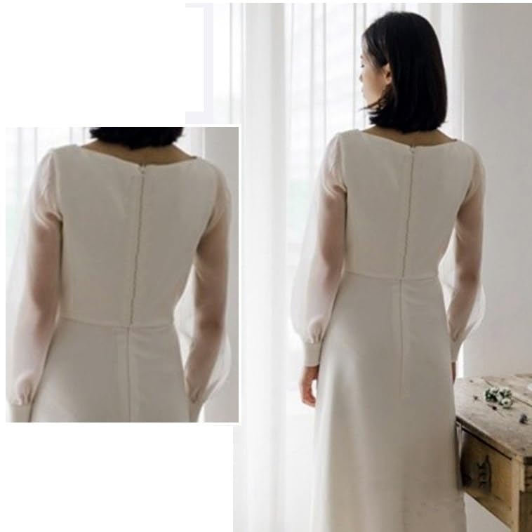 White Wedding Dress for Overseas Long Long Length [88flix] Weddings, Sleeves, (L)