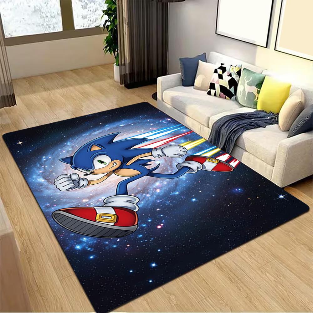 Sonic The Hedgehog Poster Decoration,Carpet,Living Room,Bedroom, Non-slip,Square rug