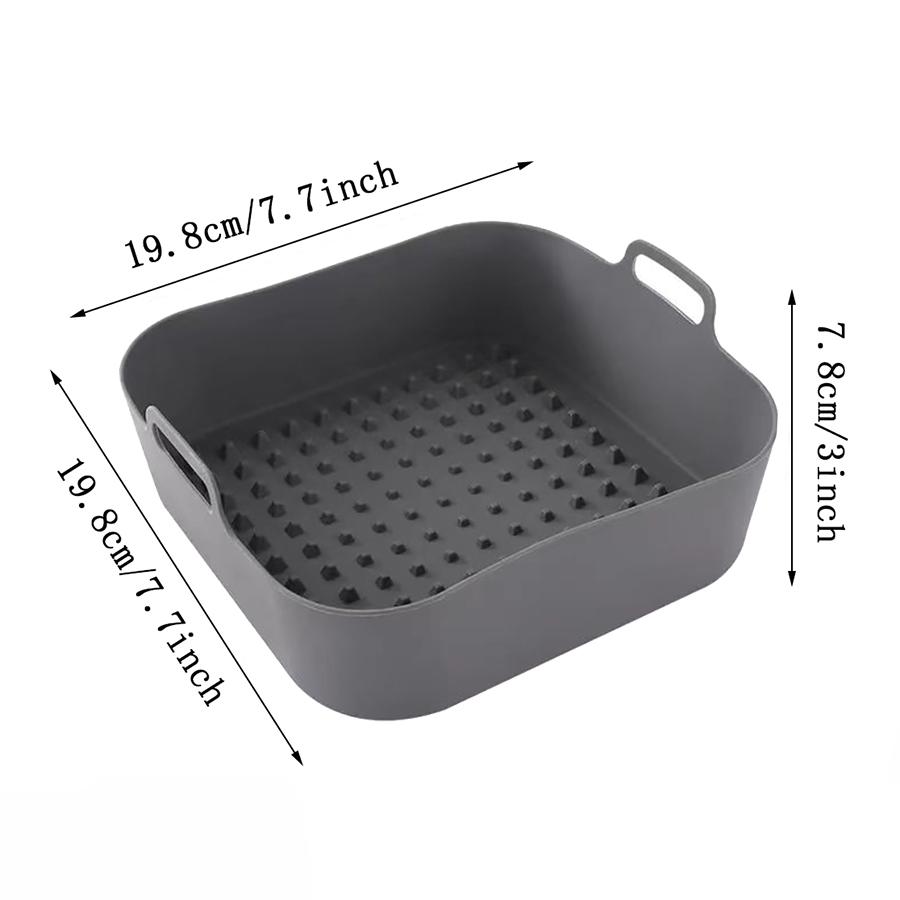 1PC Air Fryer Double Ear Silicone Baking Tray Square Thickened Heat Resistant Silicone Insulation Mat Air Fryer Stereo Tray