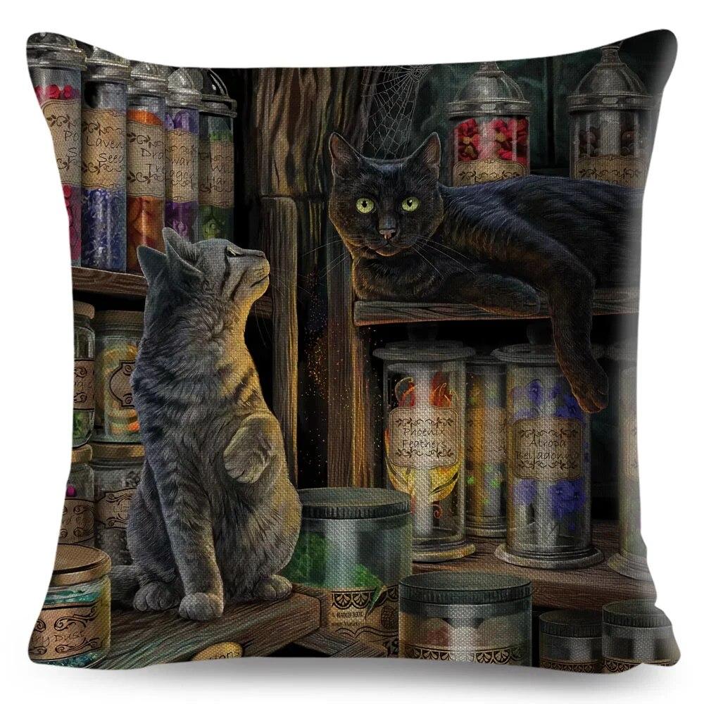 Pet Cartoon Animal Pillowcase Cute Watercolor Cat Cushion Cover Decor Sofa Home Car Children's Room Pillowcase