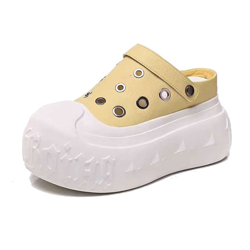 Thick-soled big-headed small casual board shoes 2025 summer ugly cute Korean version canvas shoes heightening bag head cool slippers