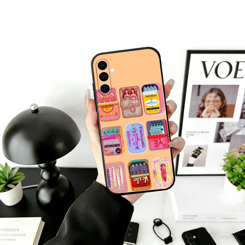 S-Sardines F-Fish Art Phone Case For Samsung Galaxy A73,A72,A71,A70,A53,A52,A51,Others Soft Black Cover