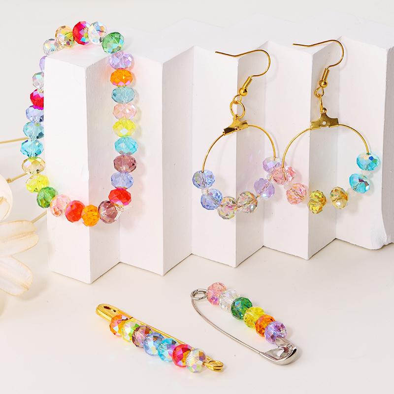 84pcs Czech Faceted Rondelle Beads 8mm AAA Crystal Glass Loose Spacer Beads for DIY Jewelry Bracelet Craft Making Supplies