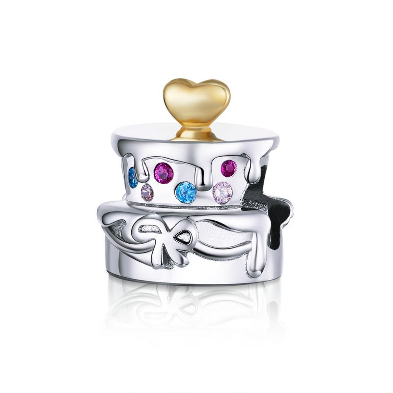 WOSTU Ciondolo Ciambella in Argento 925 Dolce Caramella Charms Budino Cibo Carino Adatto per Bracciale Donna Ragazza Gioielli Raffinati