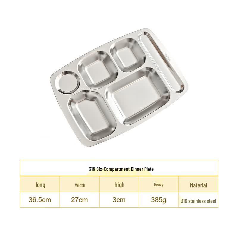 316L Stainless Steel Partitioned Meal Tray