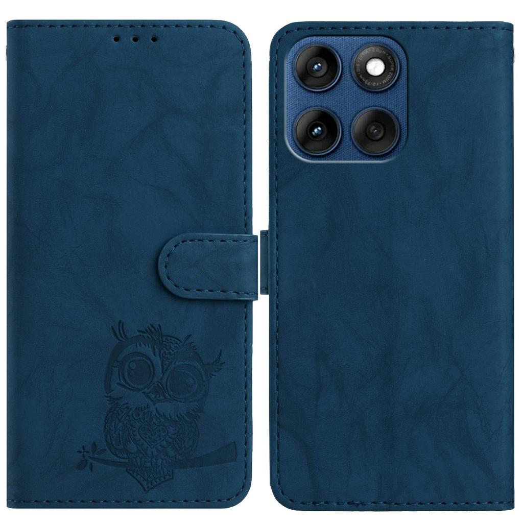 For Motorola Edge 60 5G/60s 5G/Fusion 5G Case Owl Imprinted PU Leather Wallet Phone Cover with Wrist Strap