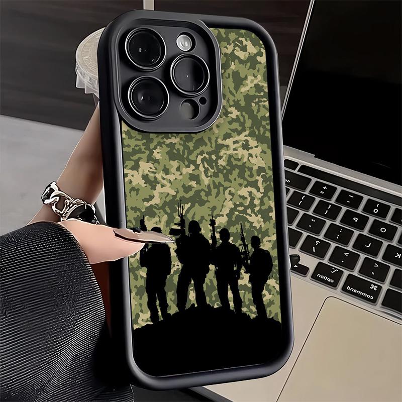 

Phone Case for iPhone 17 Air 16E 15 16 Pro Max Camouflage Military Pattern Cover 14 Plus 13 12 Mini Soft Shell Silicone Fundas iPhone 15 Pro