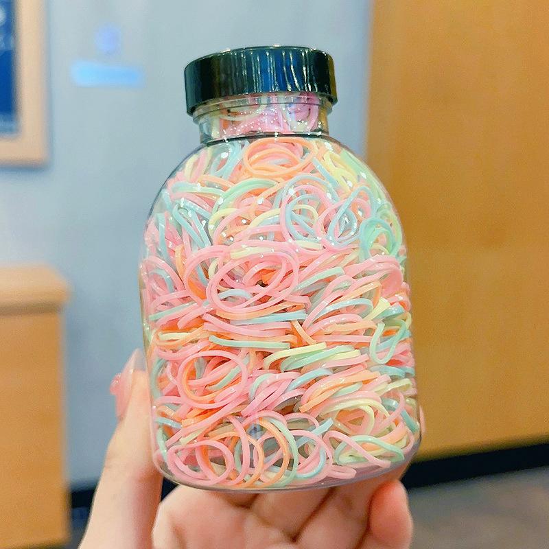 1000pcs/Barrel Cute Candy Hair Rope for Kids Multicolor No Damage Scrunchie Able Girls Hair Accessories