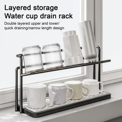 Karbon Çelik Drenajlı Bardak Tutucu Baş Aşağı Tasarım Sabit Taban Hızlı Kuruyan Bardak Rafı Çay Fincanı Düzenleyici
