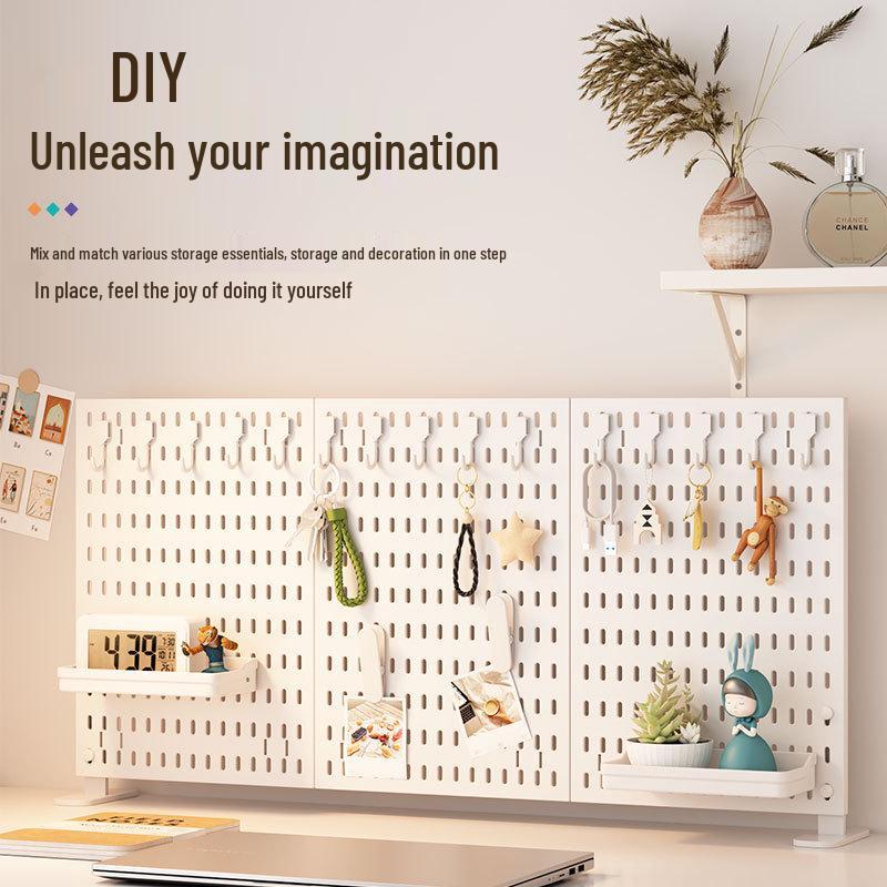 Pegboard Desktop Vertical Storage Rack - No-Punch Student & Office Shelf