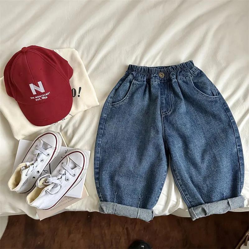 Boys Girls Toddlers Loose Pants Fashion Summer Baby Boys and Girls Baby Foreign Denim Pants