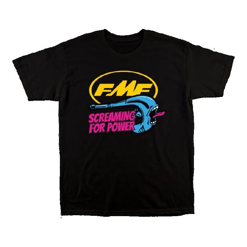 

2025 Новая женская футболка Мужская футболка SCREAMING BOYS Футболка FMF Racing Хлопковая Ретро с коротким рукавом Футболка Повседневная Уличная одежда Футболка S чёрный