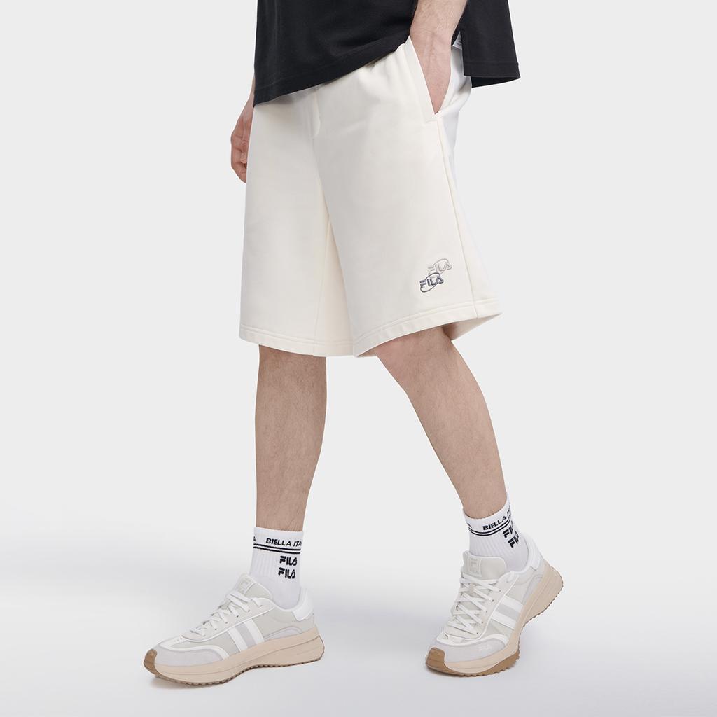 FILA Valentines Day American Series Solid Color Knitted Casual Shorts Men shorts Milk-Salt-White F11M329607FIV