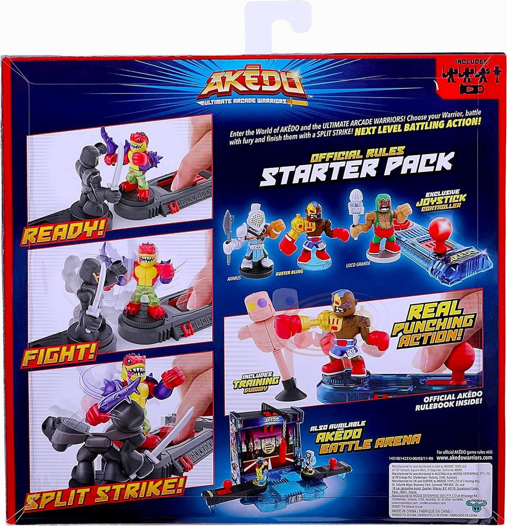 AKEDO Ultimate Arcade Warriors Mini Battling Figure Starter Pack Busterbring Loco Grande Training AKEDO Arcade Game Toy STARTER PACK (Aximus & & &