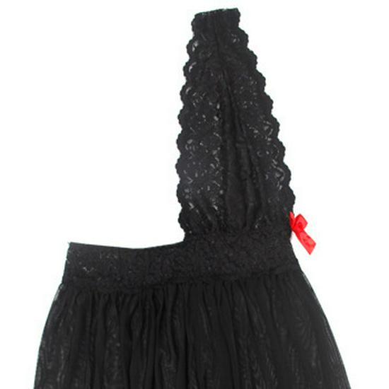 Plus Size S-6XL Sexy Transparent Lace Mesh Halter Lingerie Nightgown