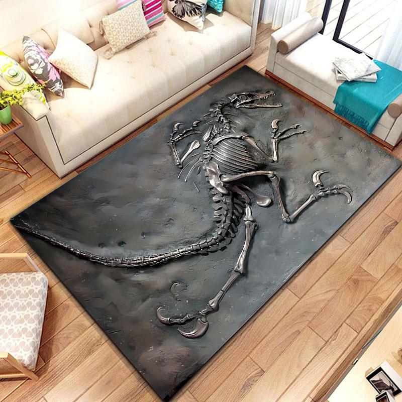 3D Dinosaur Fossil Art Pattern Rug Carpet for Living Room Bathroom Mat Creative Doormat Carpet for Bedroom Home Decor