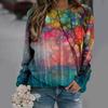 New Loose Casual 3D Floral Print Pattern Women's Round Neck Long Sleeved T-shirt