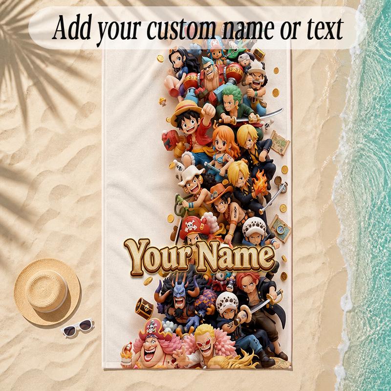 Beach TowelOne Piece Custom Name Text Personalized Soft Towel for Beach Pool Indoor Home Decor Gift