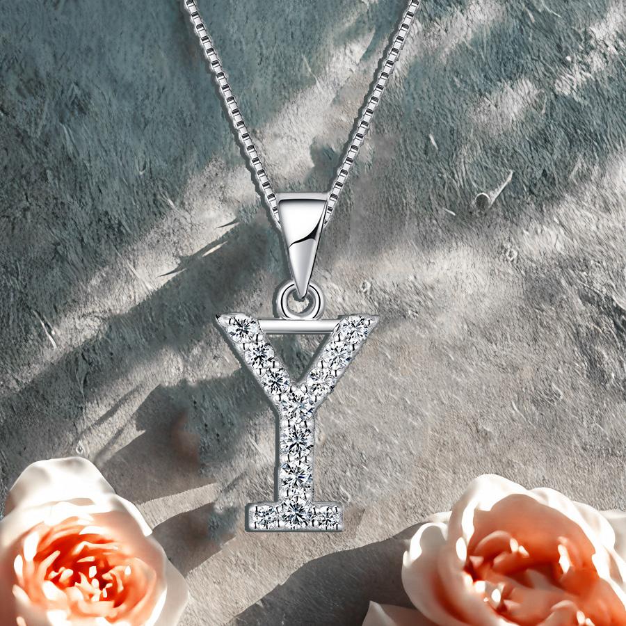 Umcho 925 Sterling Silver Capital Initial Y Letter Pendant Necklace Jewelry For Women