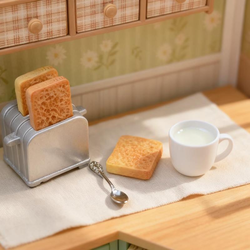 3Pcs Creative Mini Breakfast Bread Machine Set Miniature Food Toy Kitchen Scene Model Small Dollhouse Accessories